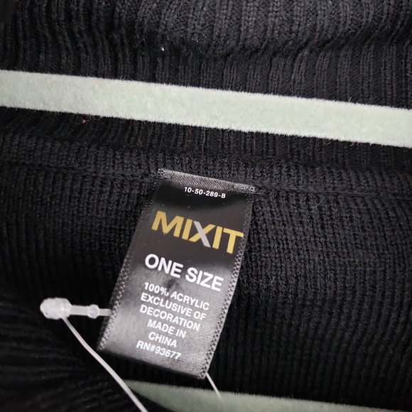 NWT MIXIT Poncho Sweater Shawl Black One size - Picture 3 of 5